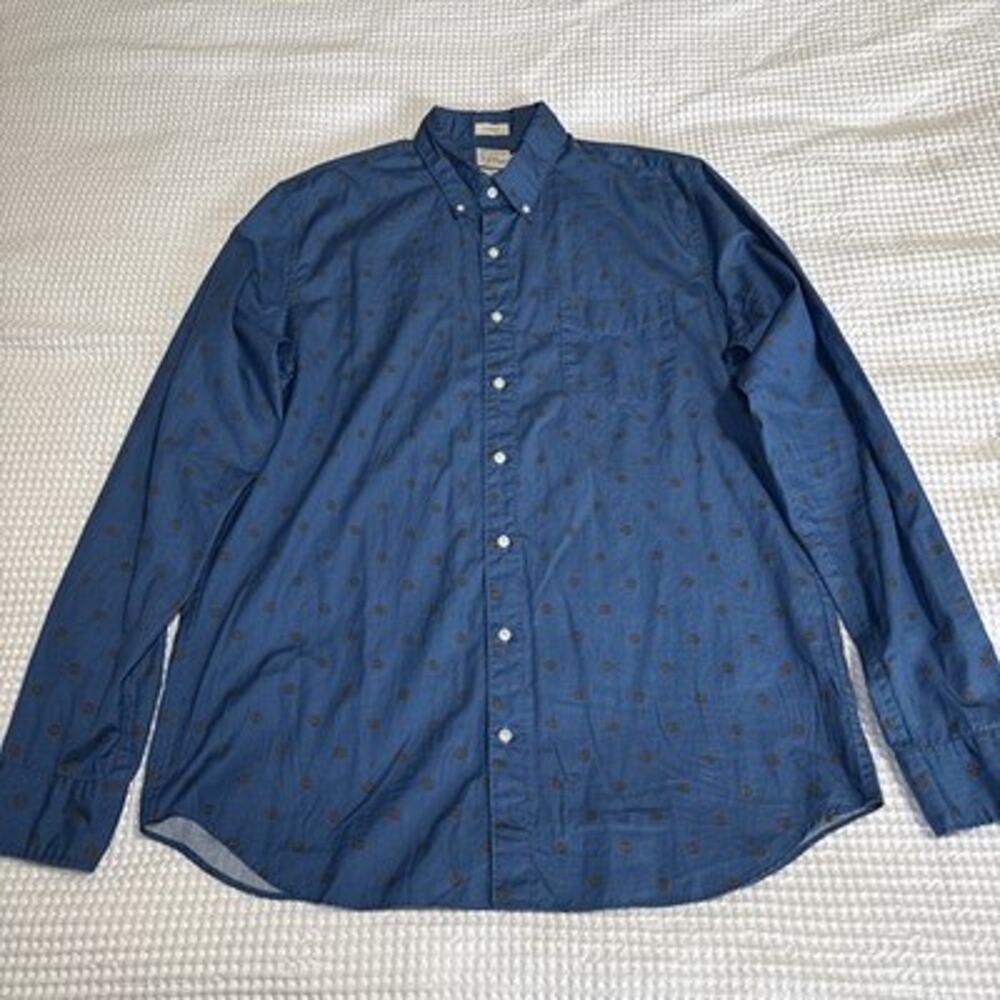 JCrew Shirt Mens Blue Button Up Long Sleeve Classic 100s 2 Ply Yarns LT Tall